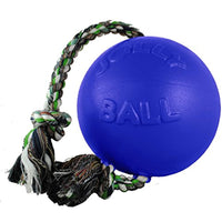 Jolly Pets Romp-n-Roll Rope and Ball Dog Toy, 4.5 Inches/Small, Blue (645 BL)