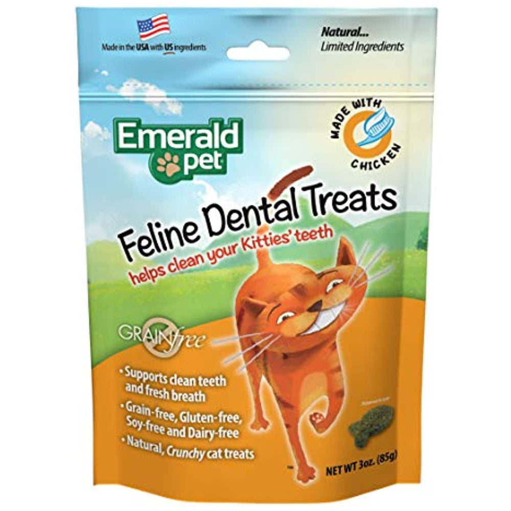 Emerald Pet Feline Dental Crunchy Natural Grain Free Cat Treats, Made in USA