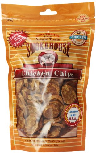 Smokehouse 100-Percent Natural Chicken Chips Dog Treats, 8-Ounce