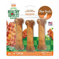 Nylabone Healthy Edibles All-Natural Long Lasting Bacon Chew Treats 3 count Small/Regular - Up to 25 lbs., Brown (NEB106P)