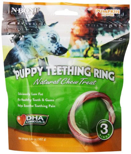 N-Bone 3-Pack Puppy Teething Ring, Pumpkin Flavor