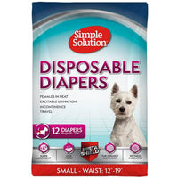 Simple Solution Disposable Dog Diapers for Female Dogs | Super Absorbent Leak-Proof Fit | Small | 12 Count