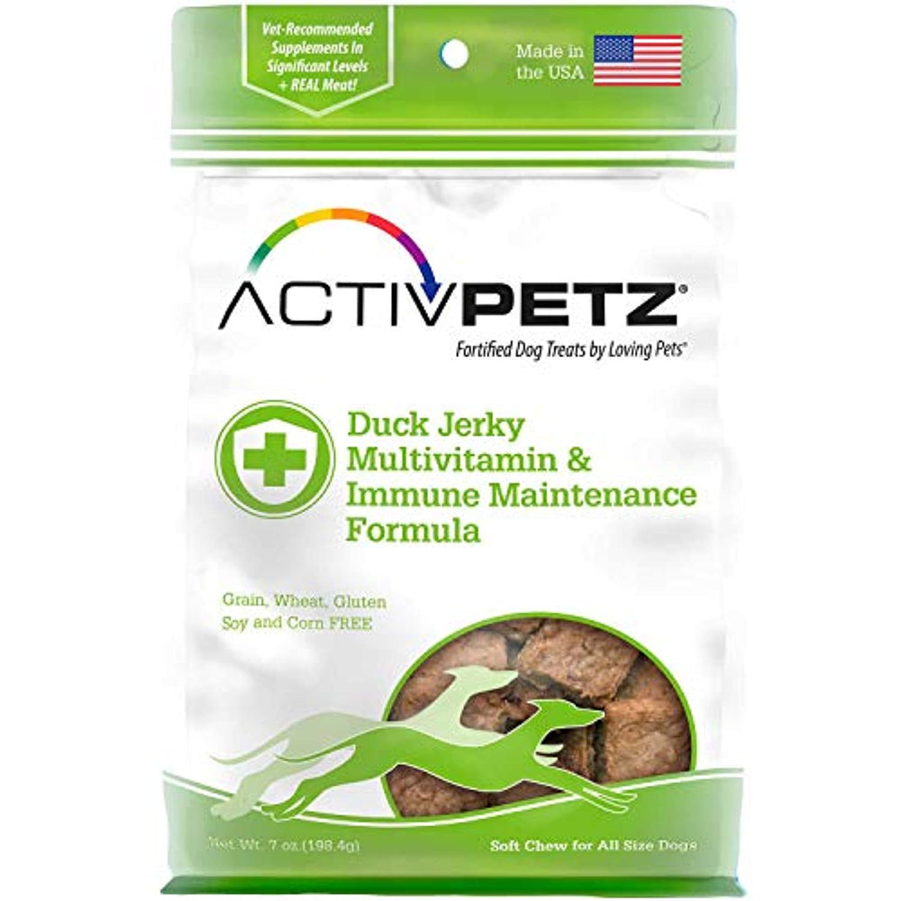 Loving Pets Activpetz Duck Jerky Multivitamin & Immune Maintenance Formula Dog Treat, 7 Oz