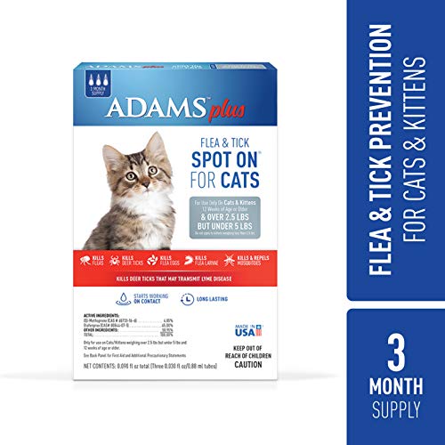 Adams Plus Flea & Tick Spot On for Cats & Kittens Over 2.5 lbs but Under 5 lbs