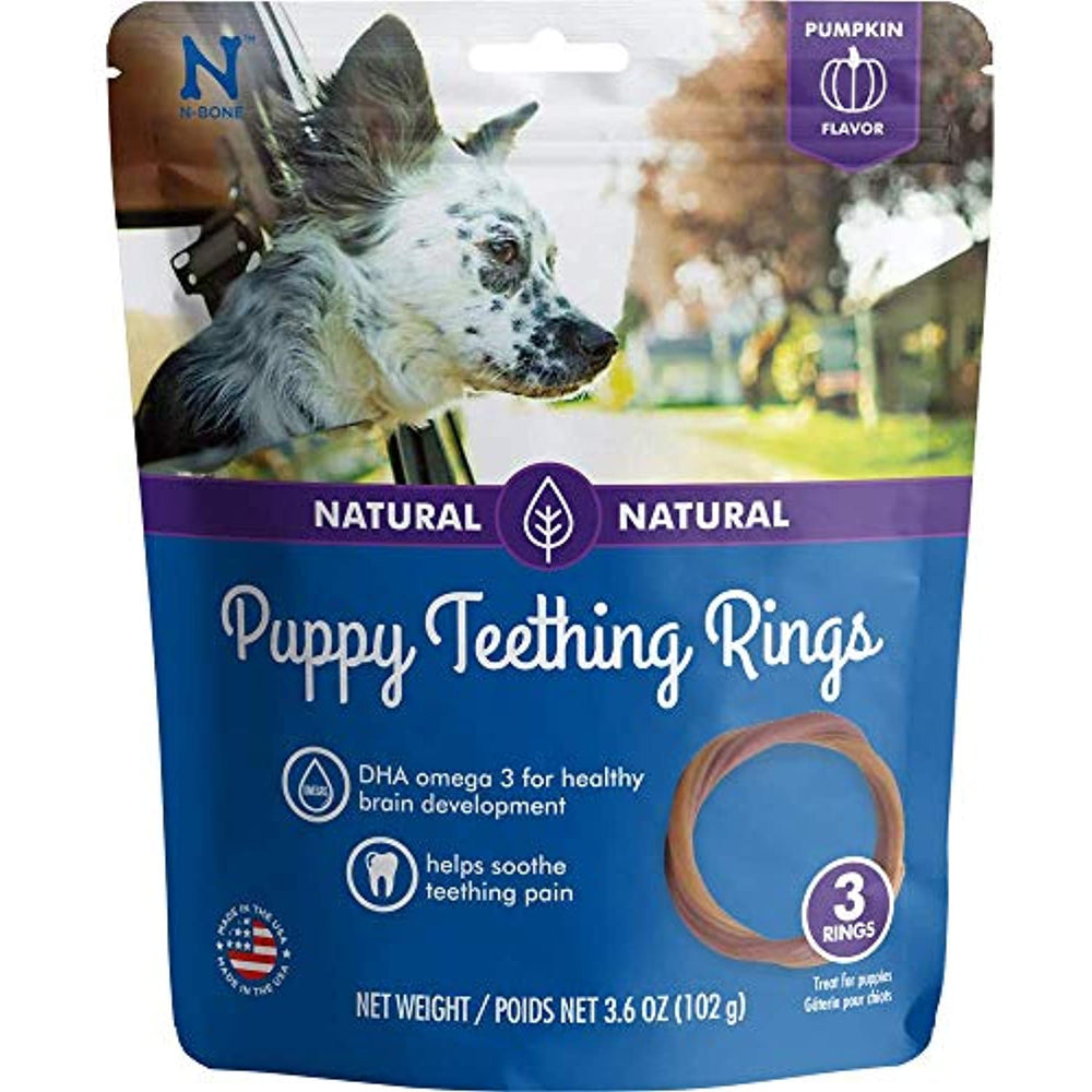 N-Bone Puppy Teething Ring Pumpkin Flavor, 3.6 Oz, 3 Rings
