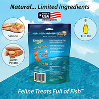 Emerald Pet Wholly Fish! Chicken-Free Feline Treats, Salmon Recipe — Tasty and Crunchy Salmon Cat Treats with Real Salmon — Chicken-Free, Grain Free, Natural Cat Treats — Made in USA, 3 oz