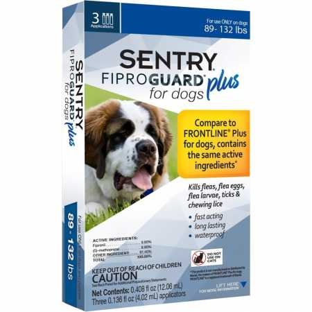 SENTRY Fiproguard Plus for Dogs, Flea and Tick Prevention for Dogs (89-132 Pounds), Includes 3 Month Supply of Topical Flea Treatments