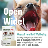 HomeoPet DOGGY DENTAL - 100% Natural Pet Medicine. For healthy teeth, gums and breath. Plaque build-up, tartar & bad breath. No brushing required. Dogs of all ages. 15ml/up to 90 doses per bottle