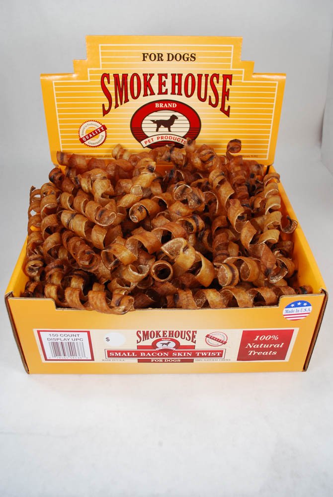 Smokehouse Bacon Skin Twists Dog Treats, 150 Count, Made in The USA, Natural
