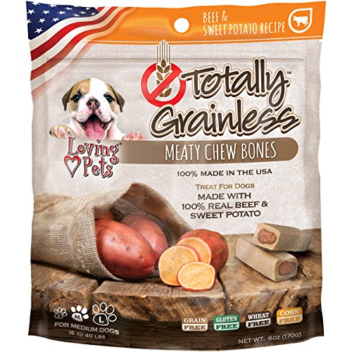 Loving Pets Totally Grainless Beef & Sweet Potato Recipe Meaty Chew Bones For Medium Dogs (1 Pack), 6 Oz