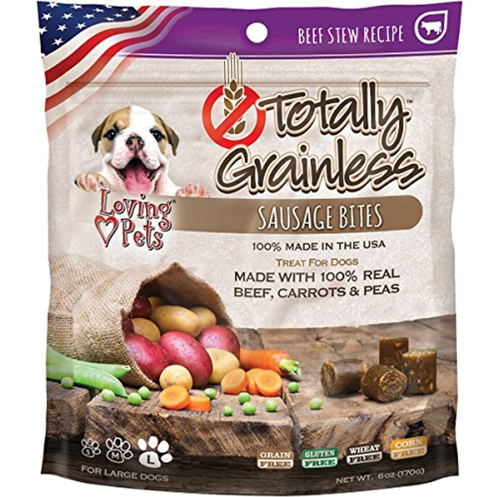 Loving Pets Totally Grainless Beef Stew Recipe Sausage Bites For Dogs (1 Pack), 6 Oz