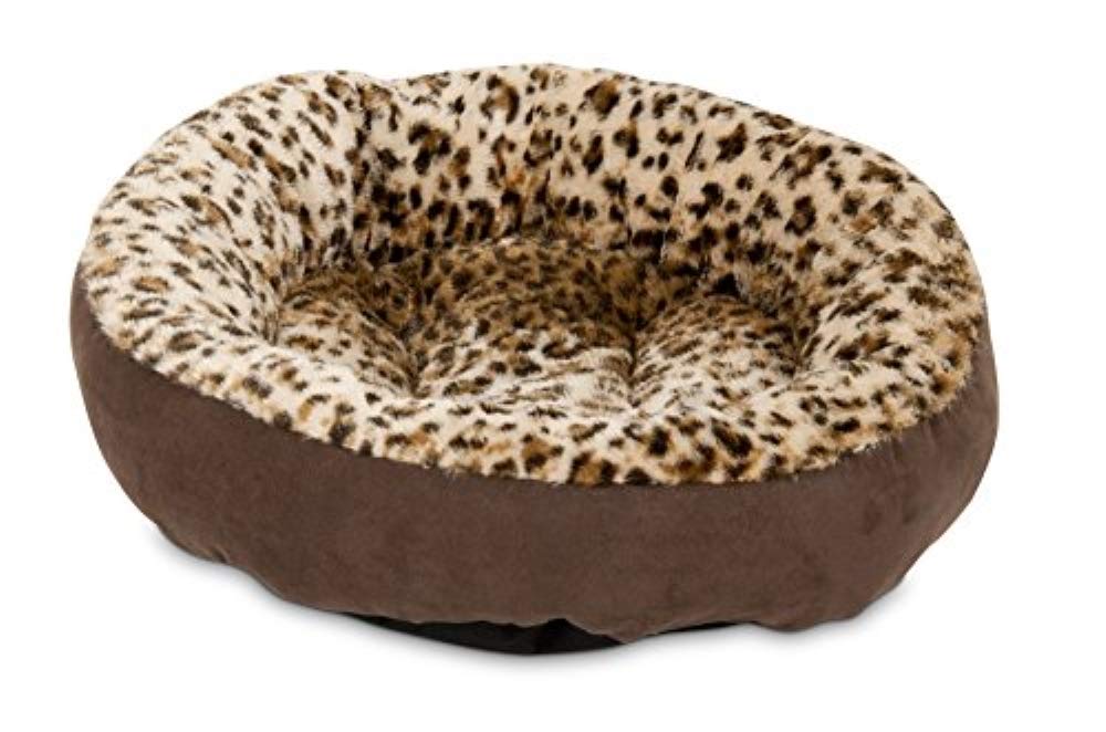 Petmate Aspen Pet Round Animal Print Pet Bed for Small Dogs and Cats 18-inch by 18-inch, Colors and Patterns Vary