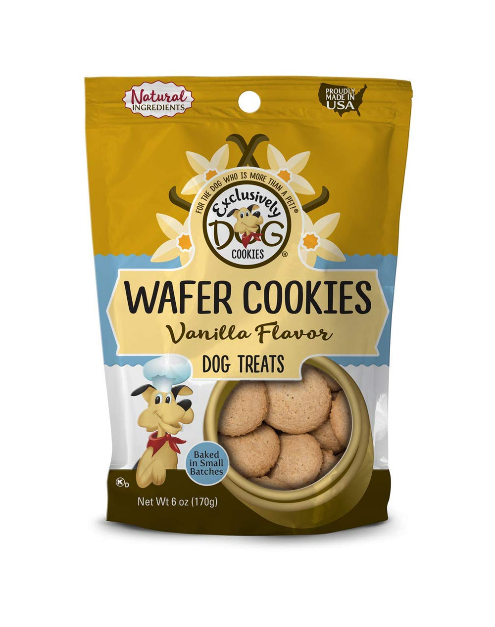 Exclusively Dog Pet Wafer Cookies-Vanilla Flavor, 6-Ounce Package, Model Number: 5000