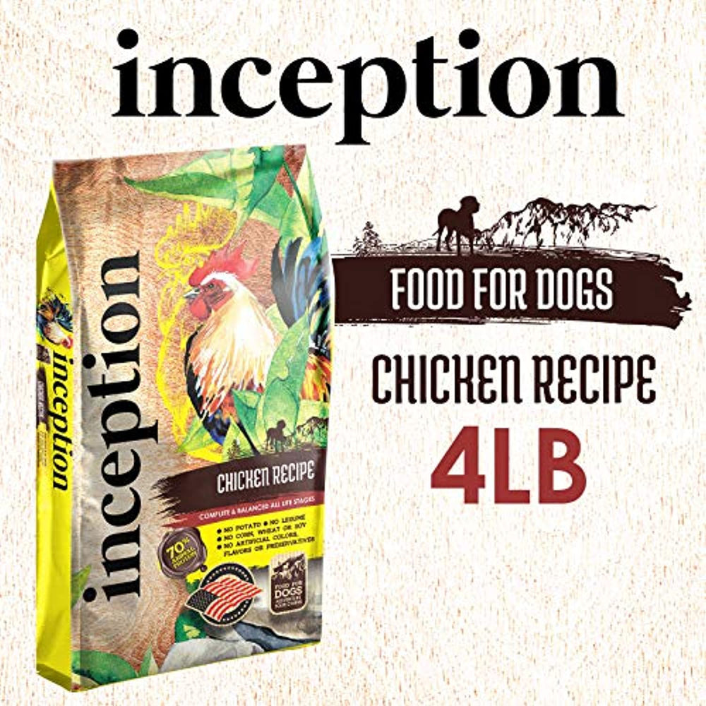 Inception Dry Dog Food Chicken Recipe  Complete and Balanced Dog Food  Meat First Legume Free Dry Dog Food  4 lb. Bag