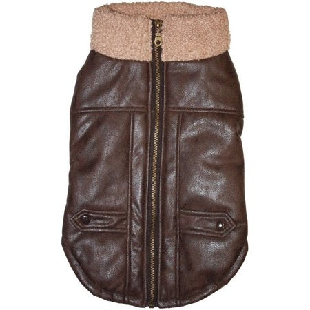 Small Fashion Pet Brown Bomber Dog Jacket Small