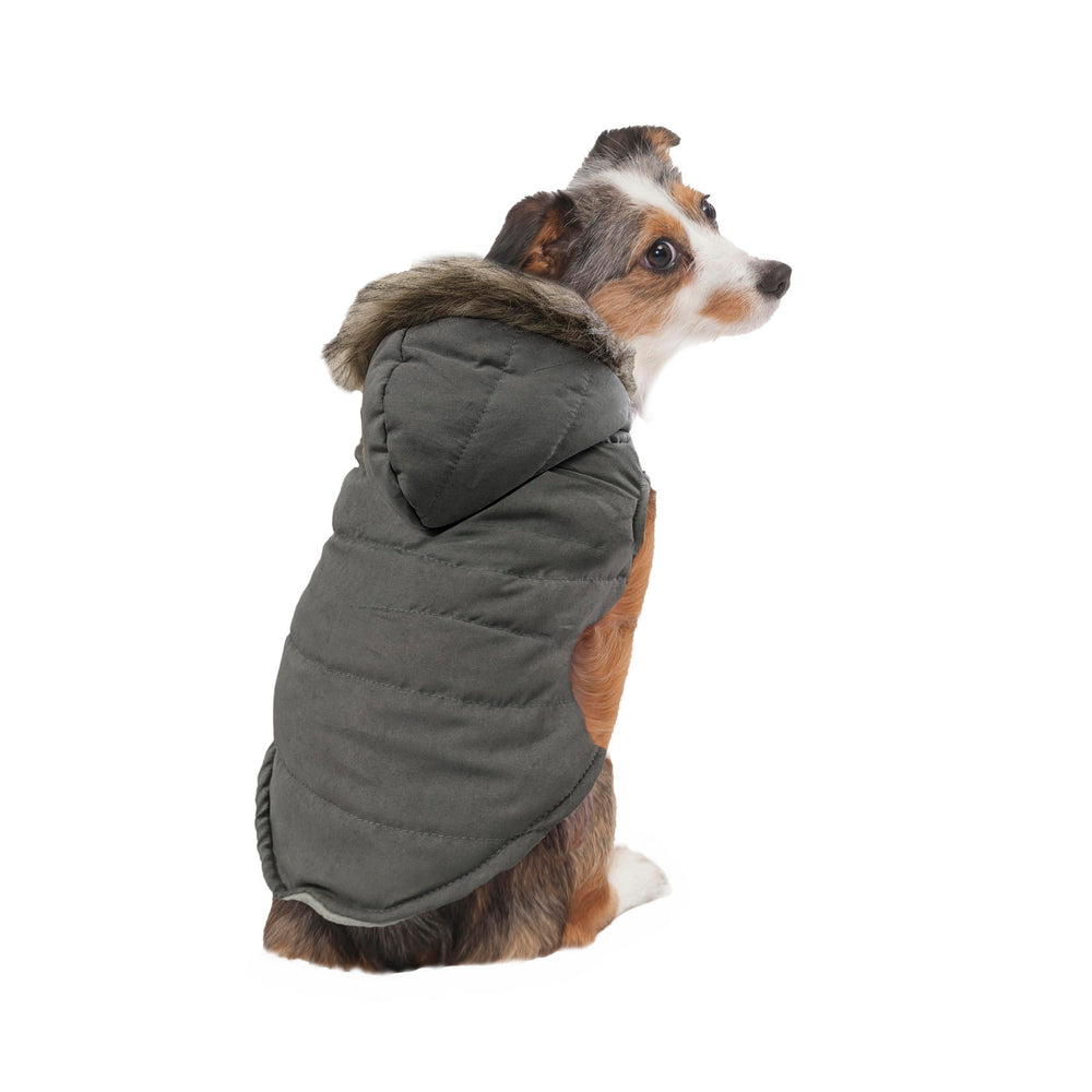 Fashion Pet Velvety Puffer Coat Gray XS