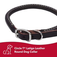 Coastal - Circle T - Latigo Leather Round Dog Collar, Latigo, 3/4" x 20"
