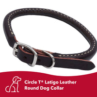 Coastal Pet Circle T Latigo Leather Round Dog Collar - For Small or Large Dogs - 5/8" x 16"