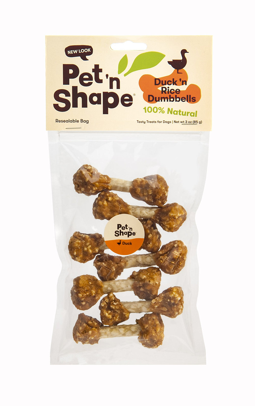 Pet 'n Shape Duck 'n Rice Dumbbells - All Natural Dog Treats, Duck, 3 Oz