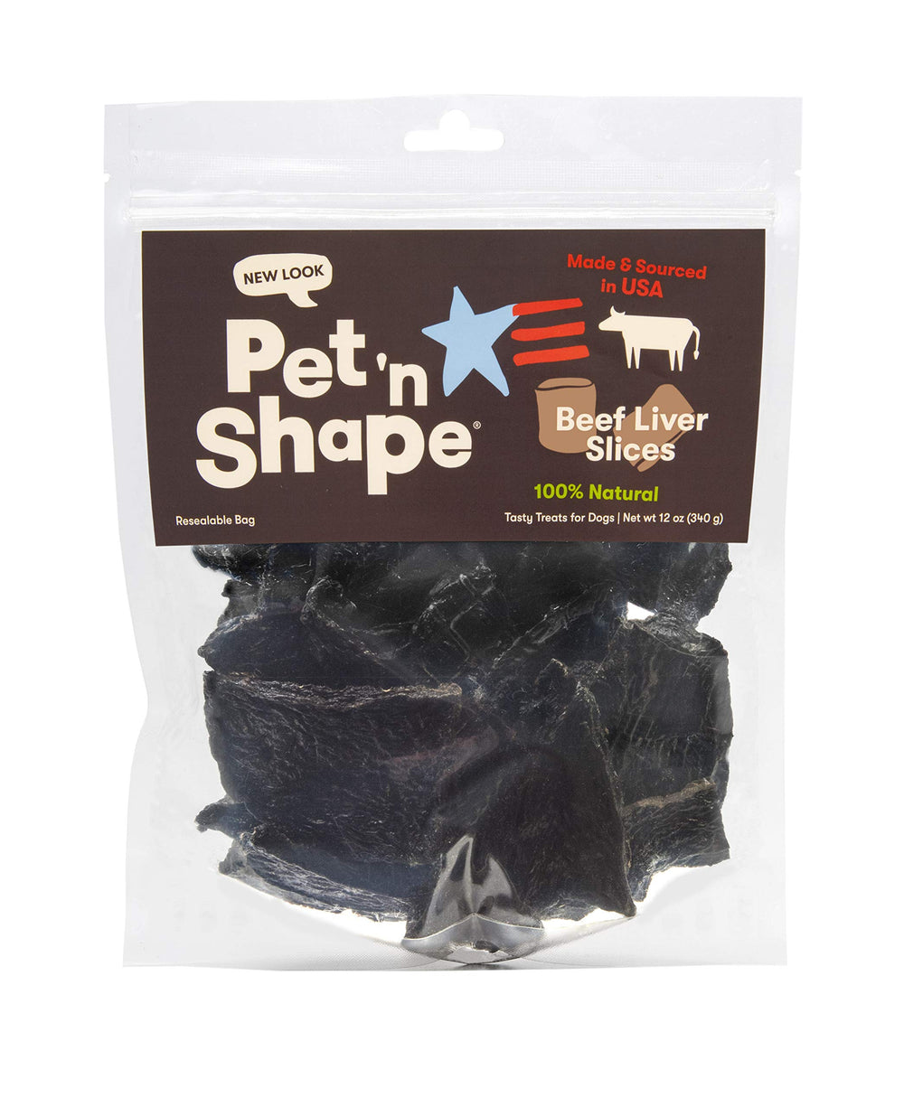 Pet 'n Shape Beef Liver Slice Jerky - Made & Sourced in The USA - All Natural Dog Treats, 12 Oz