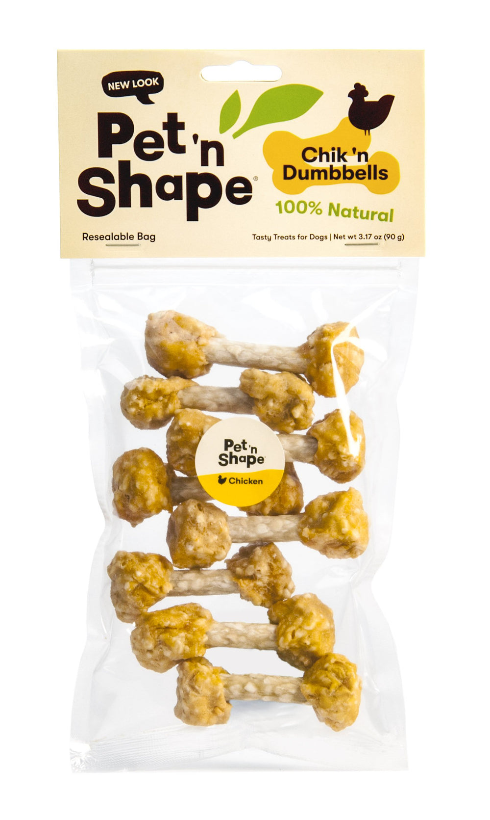 Pet 'n Shape Chik 'n Rice Dumbbells - All Natural Dog Treats, Chicken, 3 oz