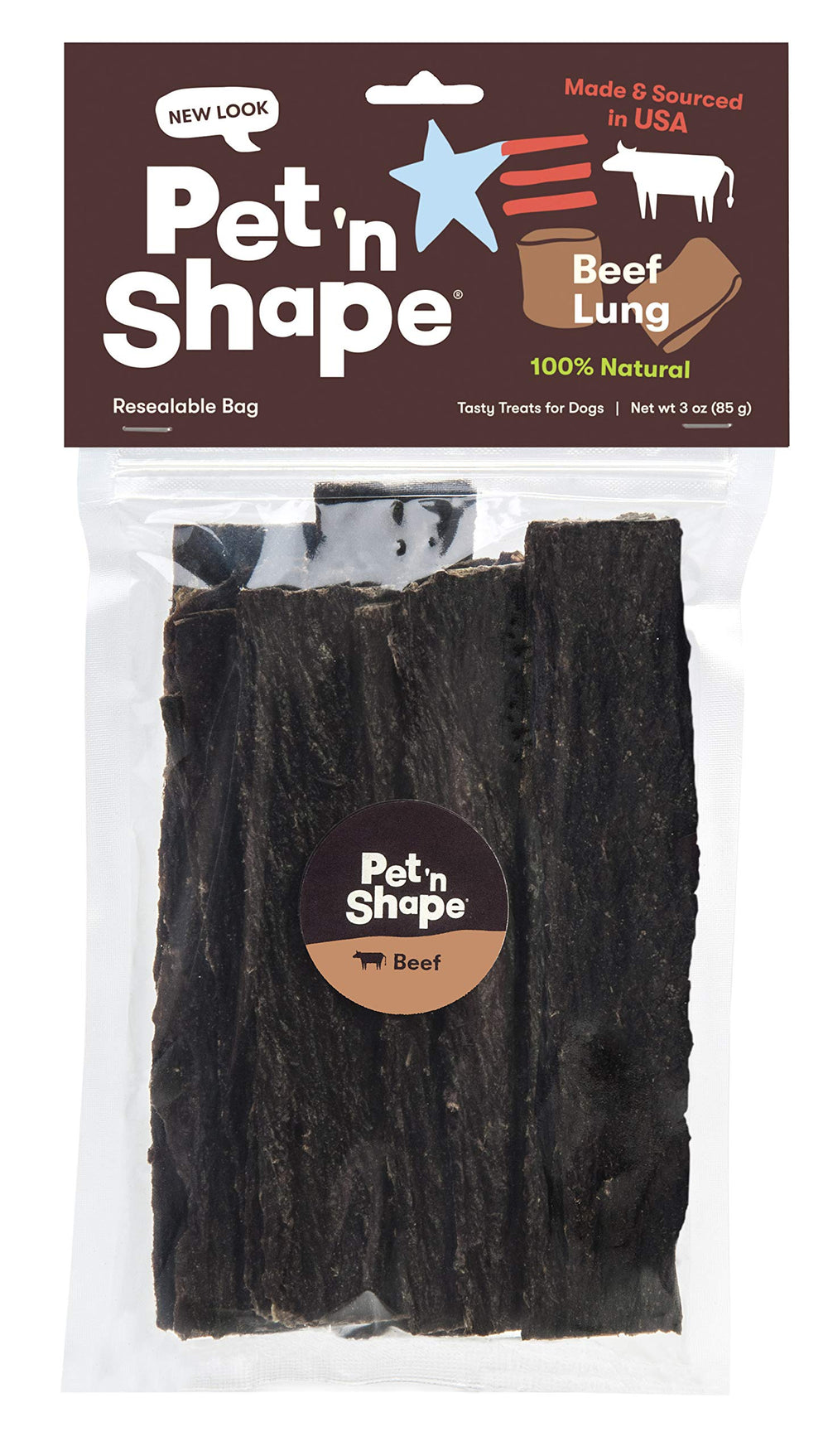 Pet n Shape Beef Lung Dog Treats  Made and Sourced in The USA - All Natural Healthy Treat, 3 Oz