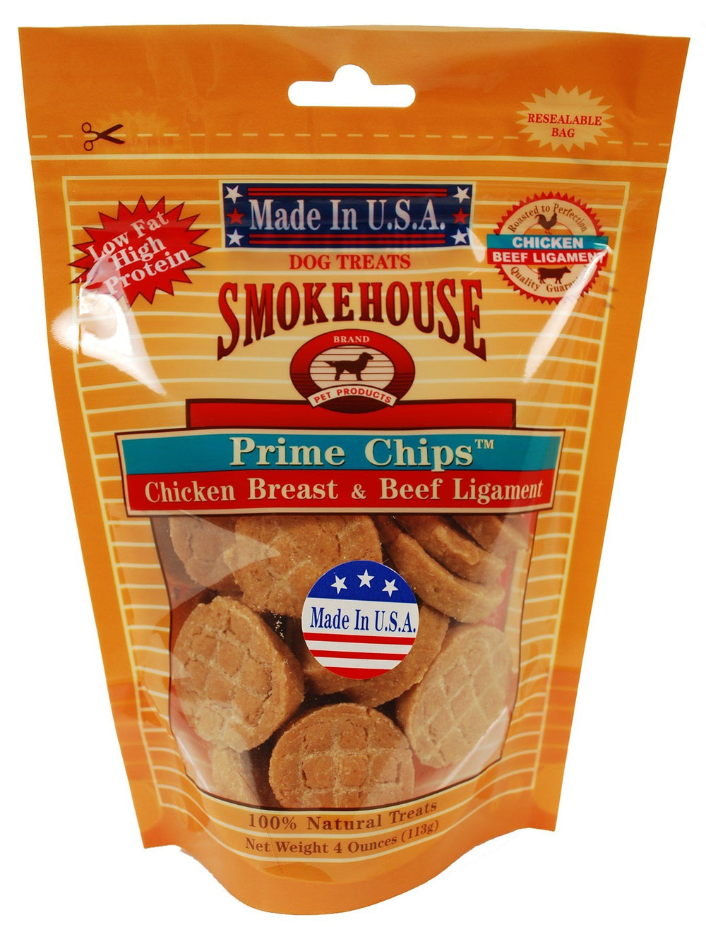 Smokehouse Pet Products 85455 Chicken Beef Chips Treat For Dogs, 4-Ounce
