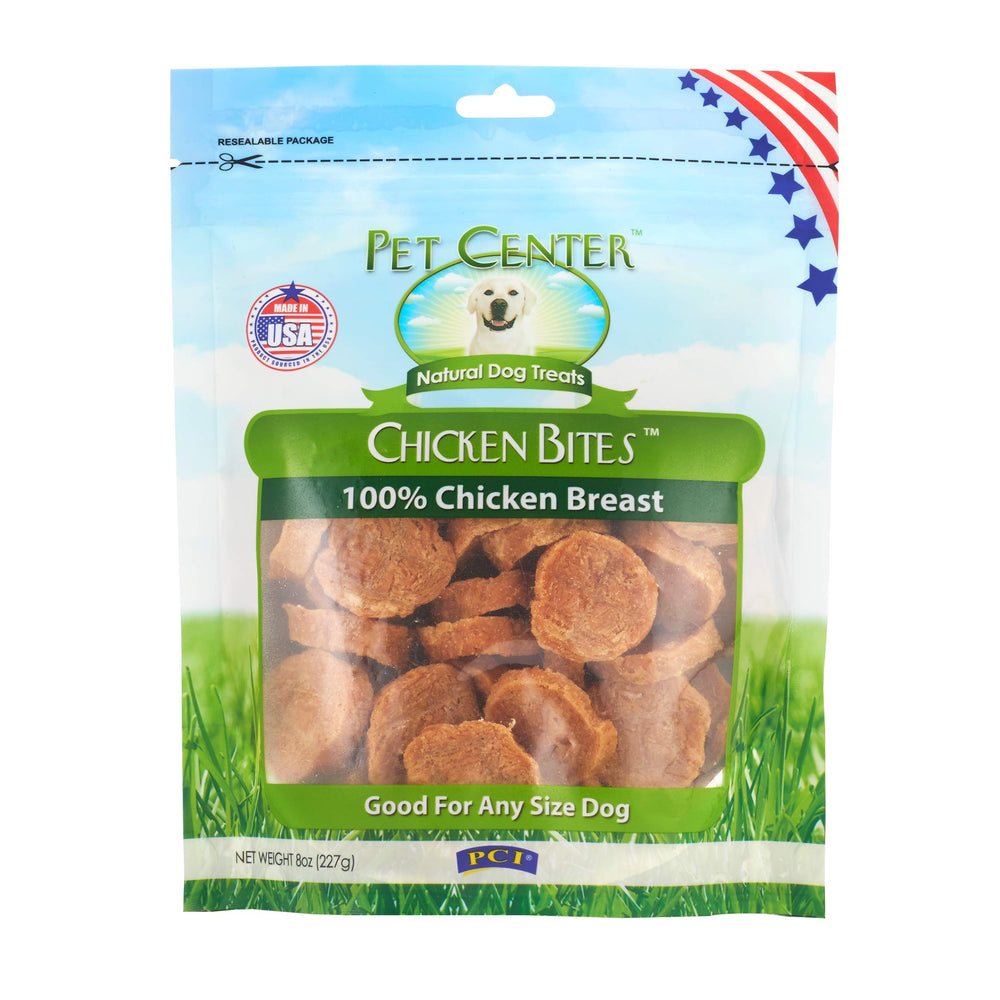PCI Pet Center Inc. Chicken Bites 100% Chicken Breast Raw Dehydrated Chicken Breast, Made in USA, 8 Ounce Pack