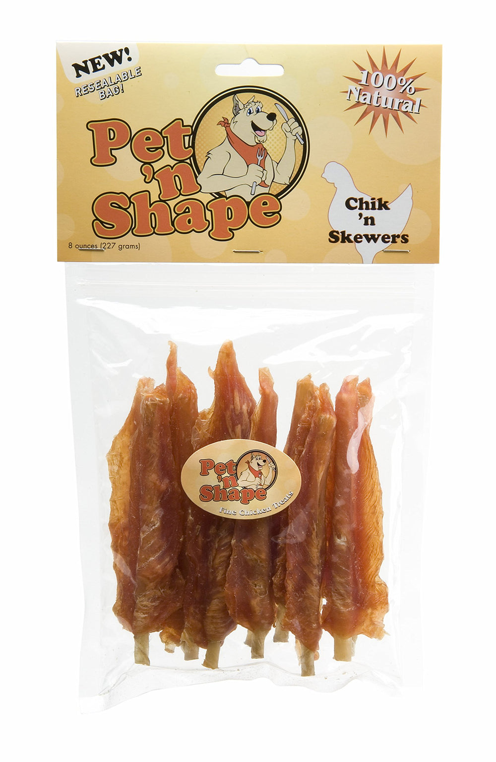 Pet 'n Shape Chik 'n Skewers - Chicken Wrapped Rawhide - All Natural Dog Treats, Chicken, 8 Oz