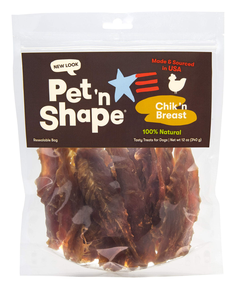Pet 'n Shape Chik 'n Breast Jerky Treat  Made and Sourced in The USA - All Natural Healthy Dog Snack, 12 Oz