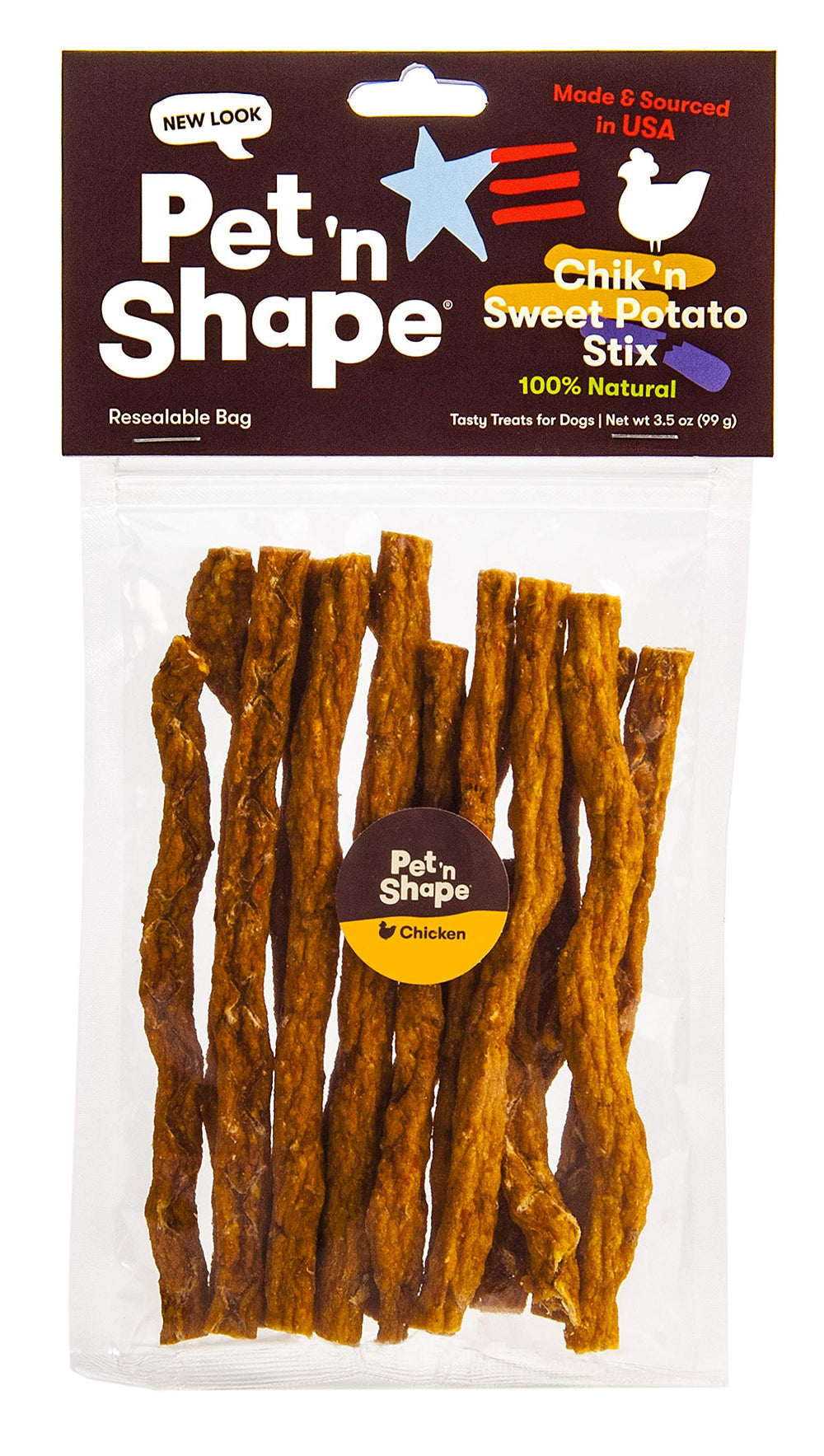 Pet 'n Shape Chik 'n Sweet Potato Stix  Made and Sourced in The USA-All Natural Healthy Dog Treat, 3.5 Oz