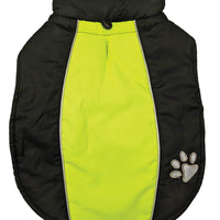 Fashion Pet Sporty Jacket Black & Green Dog Coat Water Repellent Reflective Large