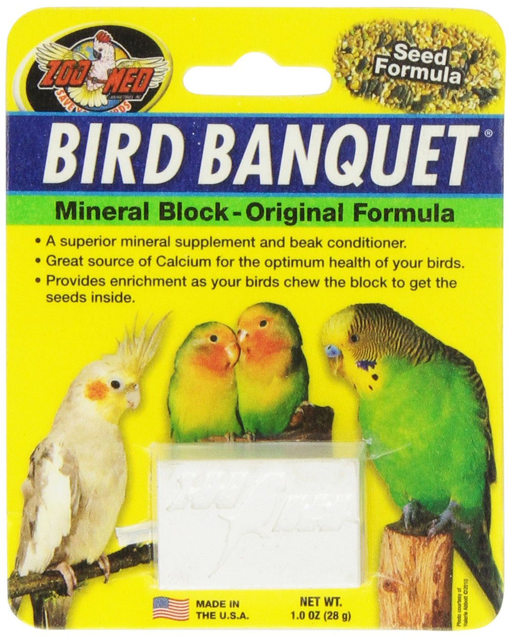 Zoo Med Mineral Block Original Formula Banquet Bird Food, 1-Ounce