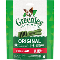 
              GREENIES Original Regular Natural Dental Care Dog Treats, 6 oz. Pack (6 Treats)
            