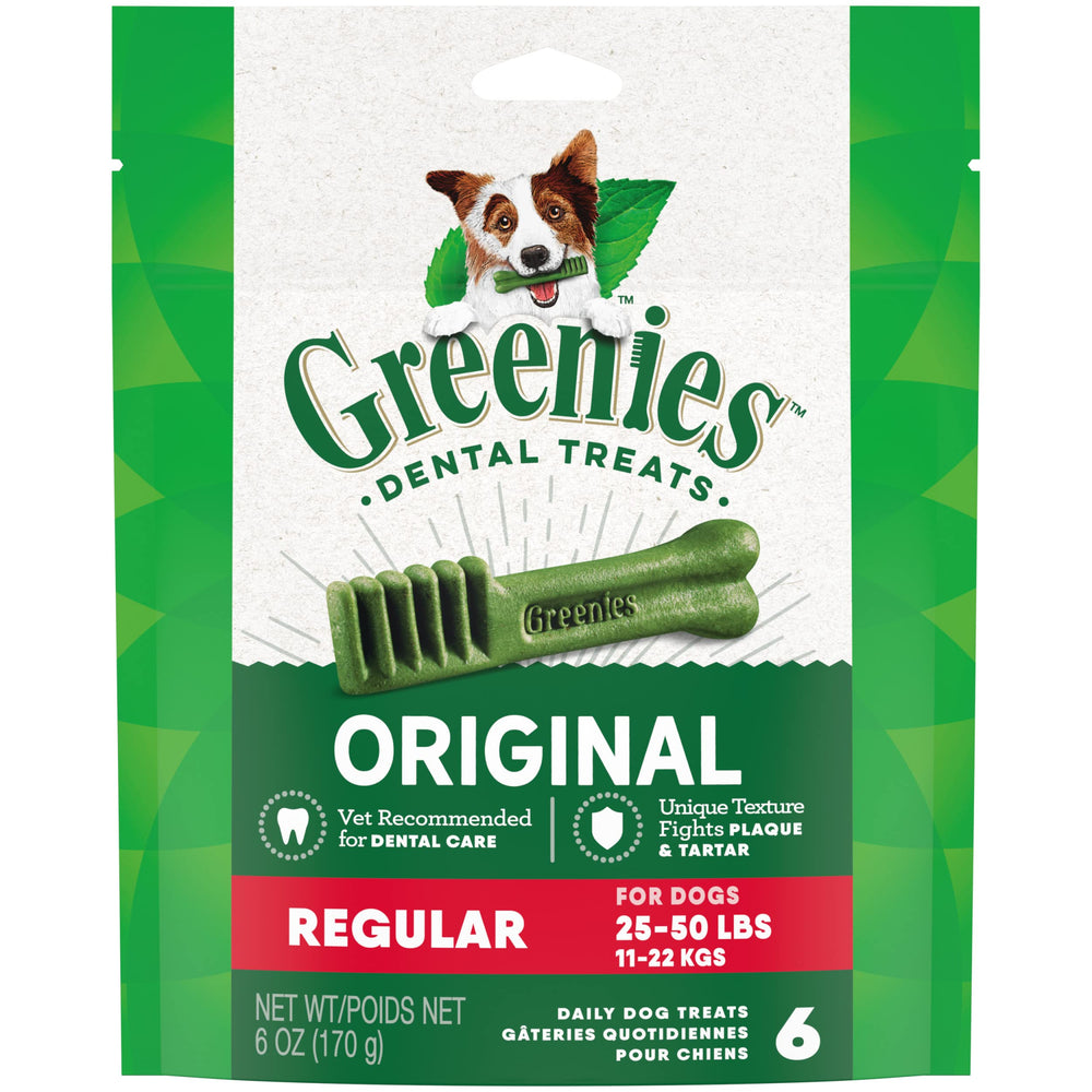 GREENIES Original Regular Natural Dental Care Dog Treats, 6 oz. Pack (6 Treats)