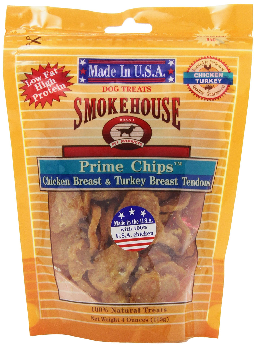 Smokehouse Pet Products 85458 Chicken Turk Chips Treat For Dogs, 4-Ounce