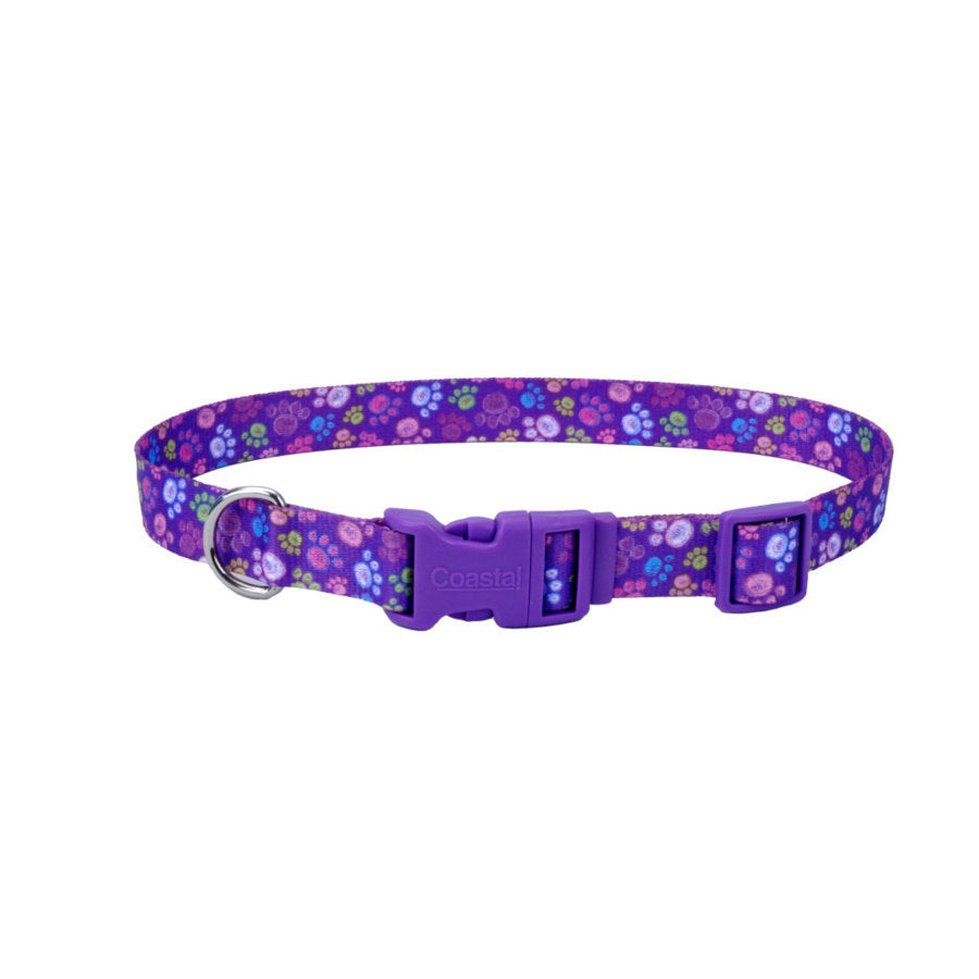 Styles Adjustable Dog Collar Purple Paws, 1ea/3/4In X 14-20 in