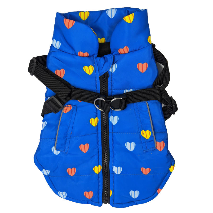 Fashion Pet Puffy Heart Harness Coat Blue 703433 Extra Small XS