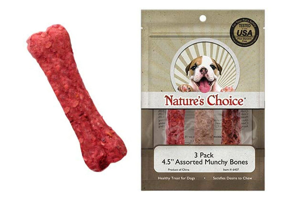 Loving Pets Nature's Choice Rawhide Munchy Bones, 4.5in 3ct