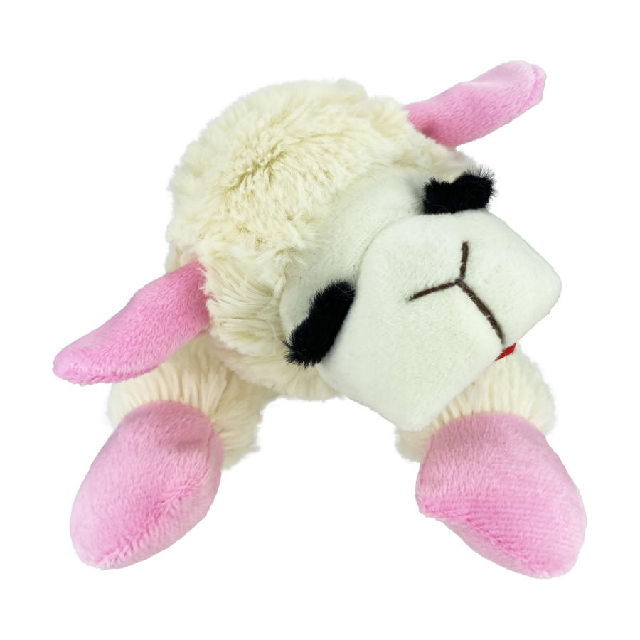 Multipet Lamb Chop Dog Toy w/ Pink Ribbon Large 10.5 inches