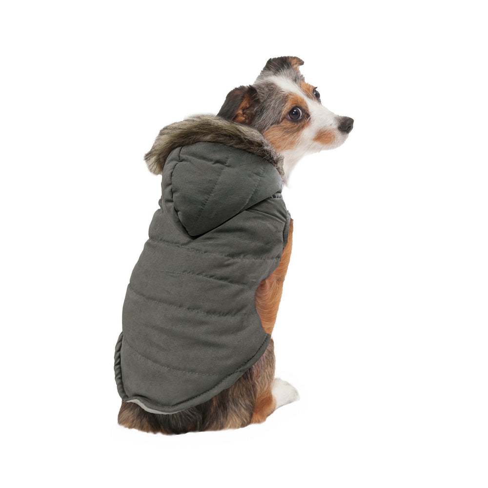 Fashion Pet Velvety Puffer Coat Gray SML