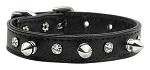 Mirage Pet Products Just The Basics Crystal and Spike Collars, 12-Inch, Black