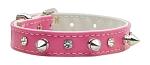 Mirage Pet Products Just The Basics Crystal and Spike Collars, 12-Inch, Pink