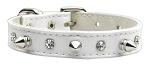 Mirage Pet Products Just The Basics Crystal and Spike Collars, 12-Inch, White