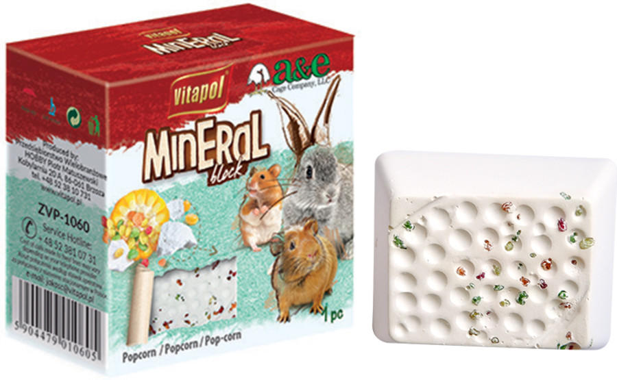 AE Cage A&E Cage 644139 Vitapol Mineral Block for Small Animal44; Popcorn - Small